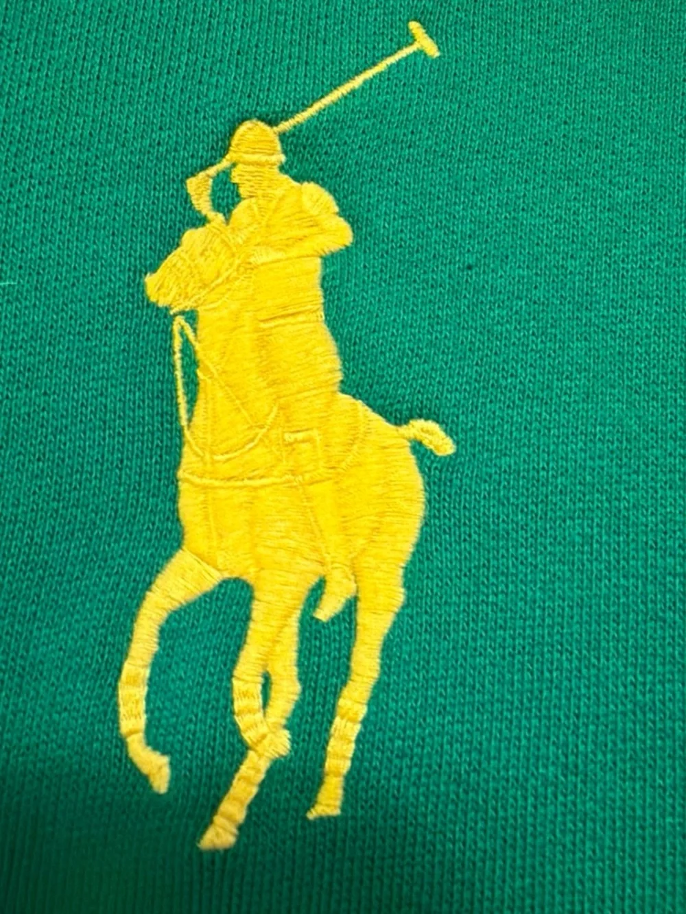 Ralph Lauren Green Zip-Up Hoodie with Yellow Polo Motif